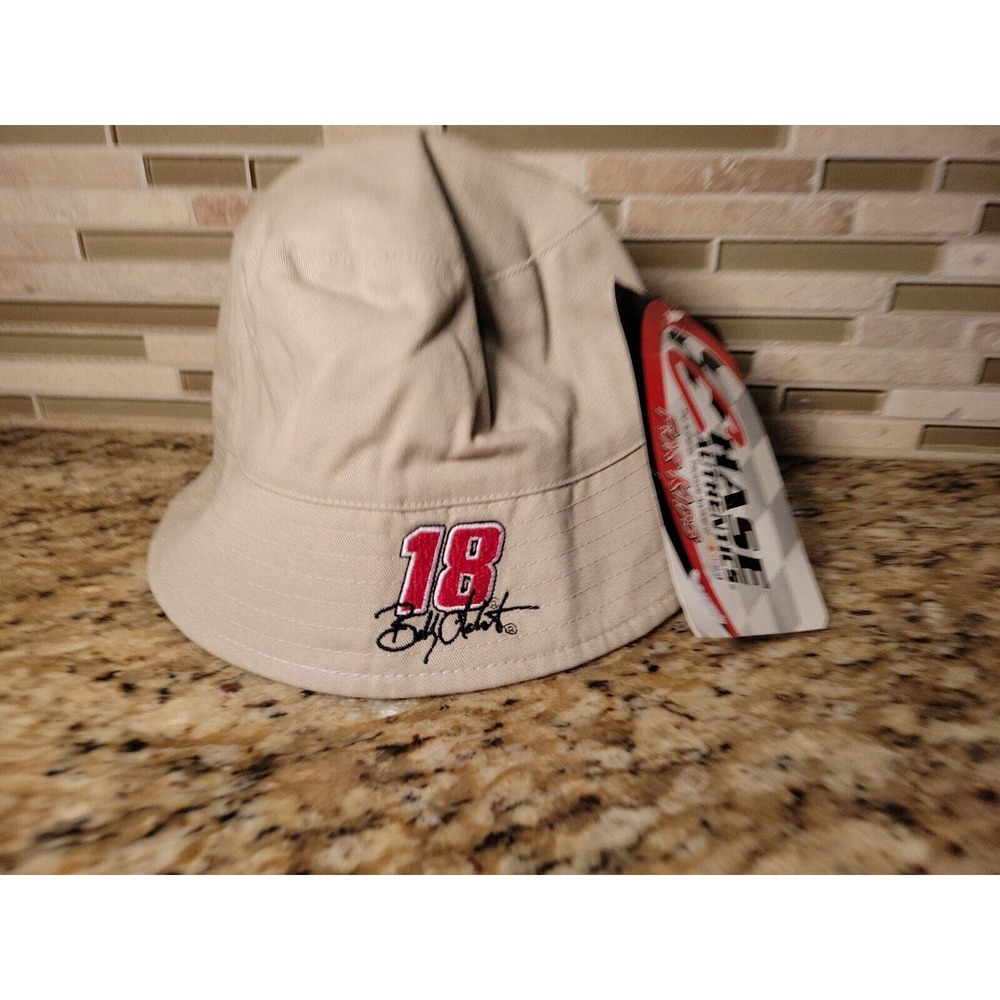 Nascar Billy Elliott #18 Youth Kids Sun Bucket Hat Khaki Chase Authentics